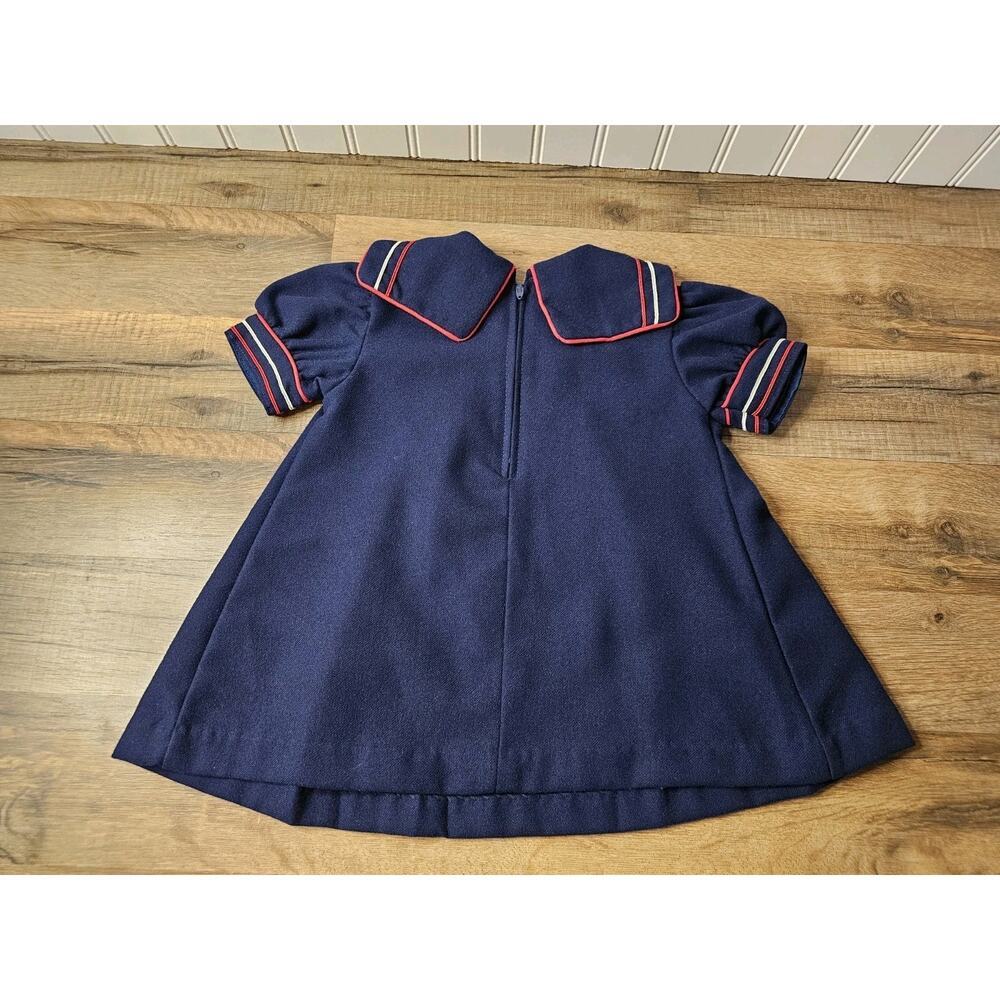 Little Bitty 1980's Vintage Sailor Dress Baby Girl 18 Months Made in USA - Picture 2 of 5